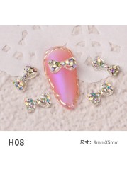 3pcs nail jewelry bow knot diamond rhinestone super flash Japanese net red hot nail decoration pearl diamond jewelry