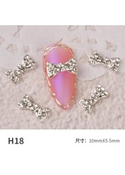 3pcs nail jewelry bow knot diamond rhinestone super flash Japanese net red hot nail decoration pearl diamond jewelry