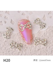 3pcs nail jewelry bow knot diamond rhinestone super flash Japanese net red hot nail decoration pearl diamond jewelry