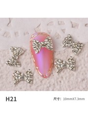 3pcs nail jewelry bow knot diamond rhinestone super flash Japanese net red hot nail decoration pearl diamond jewelry