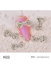 3pcs nail jewelry bow knot diamond rhinestone super flash Japanese net red hot nail decoration pearl diamond jewelry