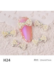 3pcs nail jewelry bow knot diamond rhinestone super flash Japanese net red hot nail decoration pearl diamond jewelry