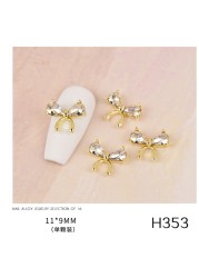 3pcs new nail art butterfly combined with gold jewelry hollow metal love rhinestone super flash butterfly nail decoration drill