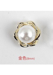 10pcs New nail art pearl alloy jewelry, exquisite 3D flower, pearl alloy jewelry, nail decoration