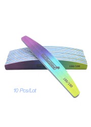 10pcs/lot Strong Thick Half Moon Nail Files Rainbow Emery Nail Sanding Files Blocks Grinding Polishing Manicure Care Tools