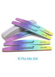 10pcs/lot Strong Thick Half Moon Nail Files Rainbow Emery Nail Sanding Files Blocks Grinding Polishing Manicure Care Tools