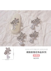 3pcs New nail art zircon metal jewelry with the same love net red butterfly color retaining nail diamond buttons necklace