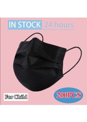 100/200pcs Disposable Kids Masks Cartoon School Bag 3-Layer Non-woven Dust Mask Disposable Child Black Mask Children's Masks