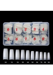 500pcs/box False Nails False Nail Tips Full Cover Colorful Nails Nail Tips Acrylic Transparent Nail Capsules French Manicure