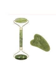 2pcs jade massage face beauty health gua sha scraper set skin care natural stone white gouache face slimming massage