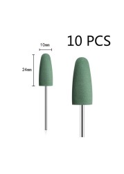 10pcs/set 10*24mm Rubber Silicone Nail Drills Big Head Bits Nail File Grinders For Manicure Pedicure Cuticle Clean Tools 15