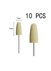 10pcs/set 10*24mm Rubber Silicone Nail Drills Big Head Bits Nail File Grinders For Manicure Pedicure Cuticle Clean Tools 15