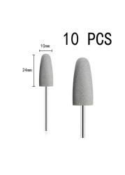 10pcs/set 10*24mm Rubber Silicone Nail Drills Big Head Bits Nail File Grinders For Manicure Pedicure Cuticle Clean Tools 15