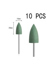 10pcs/set 10*24mm Rubber Silicone Nail Drills Big Head Bits Nail File Grinders For Manicure Pedicure Cuticle Clean Tools 15