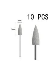 10pcs/set 10*24mm Rubber Silicone Nail Drills Big Head Bits Nail File Grinders For Manicure Pedicure Cuticle Clean Tools 15