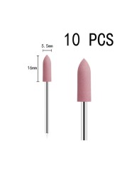 10pcs/set 10*24mm Rubber Silicone Nail Drills Big Head Bits Nail File Grinders For Manicure Pedicure Cuticle Clean Tools 15