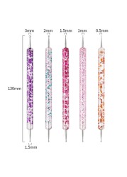 Nail Art Pen 2 in 1 Double Ends Dotting Drawing Painting Carving Dotting Pen Flat Fan Liner Acrylic Gel Brush Set