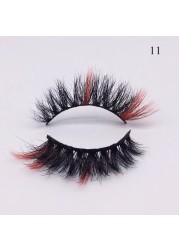 Colorful Mink Eyelash 18-25mm Color Lashes Natural Fluffy False Lashes Bulk Colored Fake Eyelashes for Cosplay Dramatic Makeup
