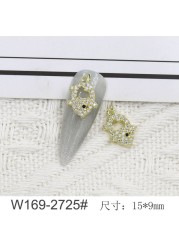 3pcs New Nail Art Zircon Metal Jewelry Net Red Burst Model Full Diamond Love Bow Color-preserved Diamond Stud Nail Necklace