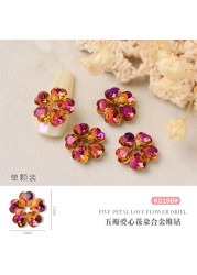 10pcs/lot 3D Nail Art Love Hearts Flowers Shapes AB Side Rhinestones Nail Tips Decorations