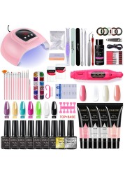 Nail Set With Nail Lamp Nail Dryer Manicure Drill Machine Manicure Set Kit Polygels Nail Gel Polish Set Soak Off Nail Art Tools Kits