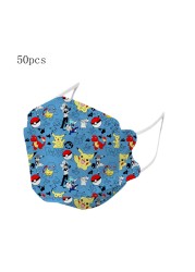 New Children's Pikachu Ffp2 Disposable Mask Four Layer Filter High Efficiency Protection Children Cartoon Pattern Kn95 Mascara