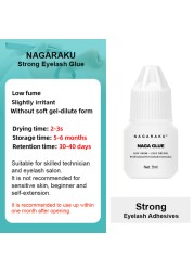 NAGARAKU Low Smell 5ml Glue No Simulation Eyelash Extension Glue Soft Eyelash Glue Fast Drying Eyelash Extensions Glue