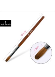 1pc Kolinsky Sable Acrylic Brush UV Gel Carving Brush Pen Liquid Powder DIY Nail Drawing Flat Round Red Wood Nail Art Brush