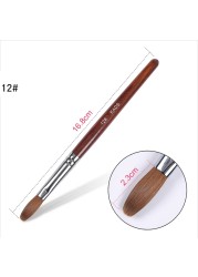 1pc Kolinsky Sable Acrylic Brush UV Gel Carving Brush Pen Liquid Powder DIY Nail Drawing Flat Round Red Wood Nail Art Brush