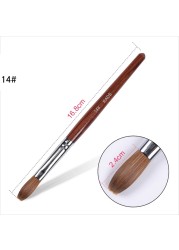 1pc Kolinsky Sable Acrylic Brush UV Gel Carving Brush Pen Liquid Powder DIY Nail Drawing Flat Round Red Wood Nail Art Brush