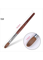 1pc Kolinsky Sable Acrylic Brush UV Gel Carving Brush Pen Liquid Powder DIY Nail Drawing Flat Round Red Wood Nail Art Brush