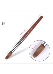 1pc Kolinsky Sable Acrylic Brush UV Gel Carving Brush Pen Liquid Powder DIY Nail Drawing Flat Round Red Wood Nail Art Brush