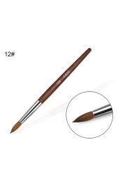 1pc Kolinsky Sable Acrylic Brush UV Gel Carving Brush Pen Liquid Powder DIY Nail Drawing Flat Round Red Wood Nail Art Brush