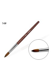 1pc Kolinsky Sable Acrylic Brush UV Gel Carving Brush Pen Liquid Powder DIY Nail Drawing Flat Round Red Wood Nail Art Brush