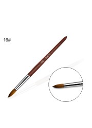 1pc Kolinsky Sable Acrylic Brush UV Gel Carving Brush Pen Liquid Powder DIY Nail Drawing Flat Round Red Wood Nail Art Brush