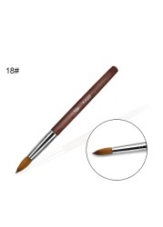 1pc Kolinsky Sable Acrylic Brush UV Gel Carving Brush Pen Liquid Powder DIY Nail Drawing Flat Round Red Wood Nail Art Brush