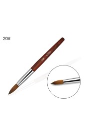 1pc Kolinsky Sable Acrylic Brush UV Gel Carving Brush Pen Liquid Powder DIY Nail Drawing Flat Round Red Wood Nail Art Brush