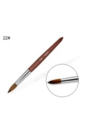 1pc Kolinsky Sable Acrylic Brush UV Gel Carving Brush Pen Liquid Powder DIY Nail Drawing Flat Round Red Wood Nail Art Brush