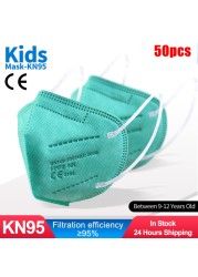 ffp2 kids mask anti-dust breathable 5 layers multicolor european specification reusable girls 9-12 years kn95 face mask