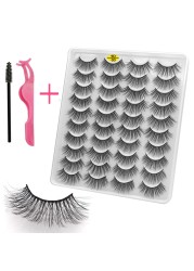 LE 20 Pairs Mink Eyelashes Fashion Handmade Cruelty-Free Soft Wispies 3D Fake Long Eye Lashes Extension False Eyelashes