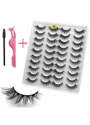 LE 20 Pairs Mink Eyelashes Fashion Handmade Cruelty-Free Soft Wispies 3D Fake Long Eye Lashes Extension False Eyelashes