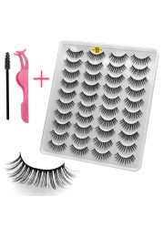 LE 20 Pairs Mink Eyelashes Fashion Handmade Cruelty-Free Soft Wispies 3D Fake Long Eye Lashes Extension False Eyelashes