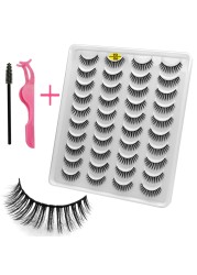 LE 20 Pairs Mink Eyelashes Fashion Handmade Cruelty-Free Soft Wispies 3D Fake Long Eye Lashes Extension False Eyelashes