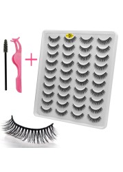 LE 20 Pairs Mink Eyelashes Fashion Handmade Cruelty-Free Soft Wispies 3D Fake Long Eye Lashes Extension False Eyelashes