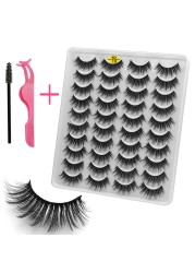 LE 20 Pairs Mink Eyelashes Fashion Handmade Cruelty-Free Soft Wispies 3D Fake Long Eye Lashes Extension False Eyelashes