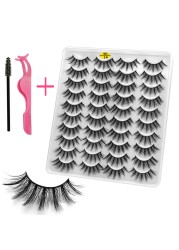 LE 20 Pairs Mink Eyelashes Fashion Handmade Cruelty-Free Soft Wispies 3D Fake Long Eye Lashes Extension False Eyelashes