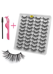 LE 20 Pairs Mink Eyelashes Fashion Handmade Cruelty-Free Soft Wispies 3D Fake Long Eye Lashes Extension False Eyelashes