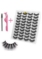 LE 20 Pairs Mink Eyelashes Fashion Handmade Cruelty-Free Soft Wispies 3D Fake Long Eye Lashes Extension False Eyelashes