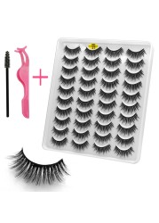 LE 20 Pairs Mink Eyelashes Fashion Handmade Cruelty-Free Soft Wispies 3D Fake Long Eye Lashes Extension False Eyelashes