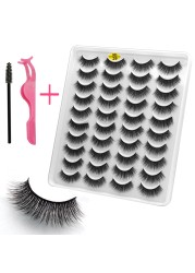 LE 20 Pairs Mink Eyelashes Fashion Handmade Cruelty-Free Soft Wispies 3D Fake Long Eye Lashes Extension False Eyelashes